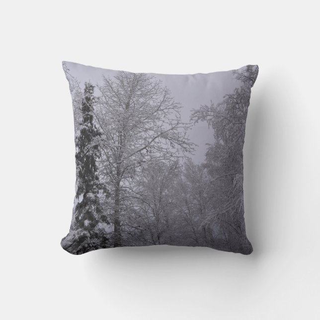 Winter Snow Park Snowfall Arctic Art Tree Branches Cushion (Front)
