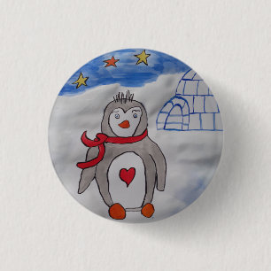 Winter Snow Penguin Badge