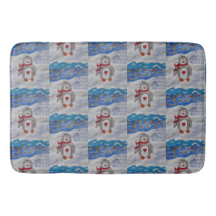 Winter Snow Penguin Bath Mat