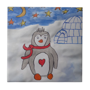 Winter Snow Penguin Ceramic Tile