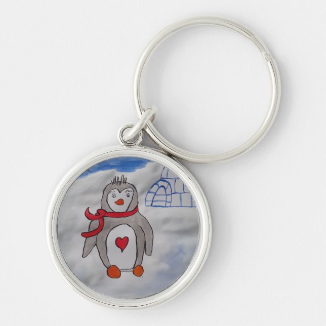 Winter Snow Penguin Key Ring (Front)