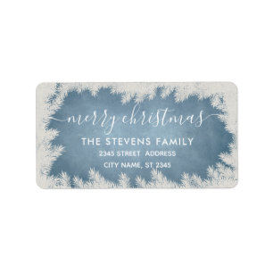Winter snow pine branch script Christmas Label