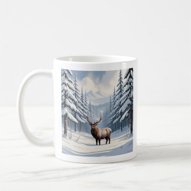 Winter Snow Pine Ceramic Mug (11oz) (Left)