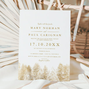 Winter snow pine forest blue Christmas wedding Invitation