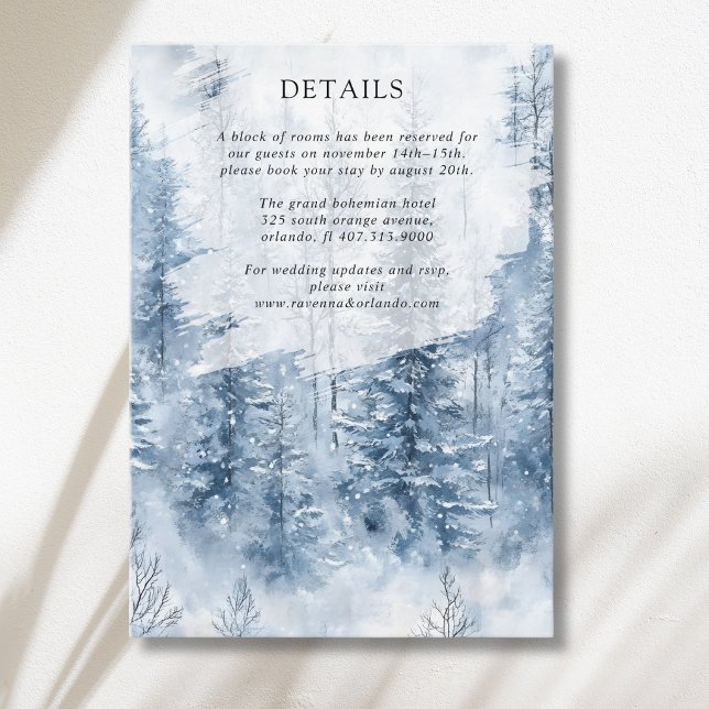 Winter Snow Pine Tree Forest Wedding Details Enclosure Card (Creator Uploaded)