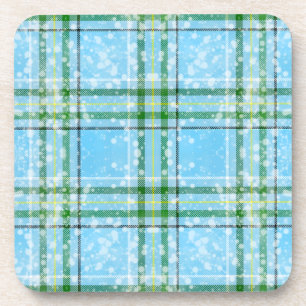 Winter Snow Plaid Tartan Design Coaster