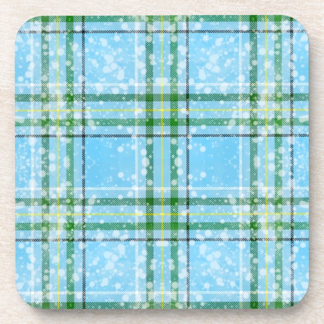 Winter Snow Plaid Tartan Design  Coaster (Front)