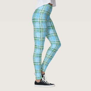 Winter Snow Plaid Tartan Design Leggings
