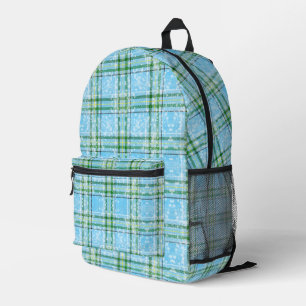Winter Snow Plaid Tartan Design  Printed Backpack