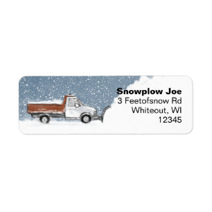 Winter Snow Plough Ploughing Return Address Labels