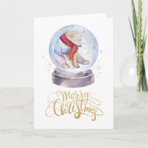 Winter Snow Polar Bear Merry Christmas Holiday Card