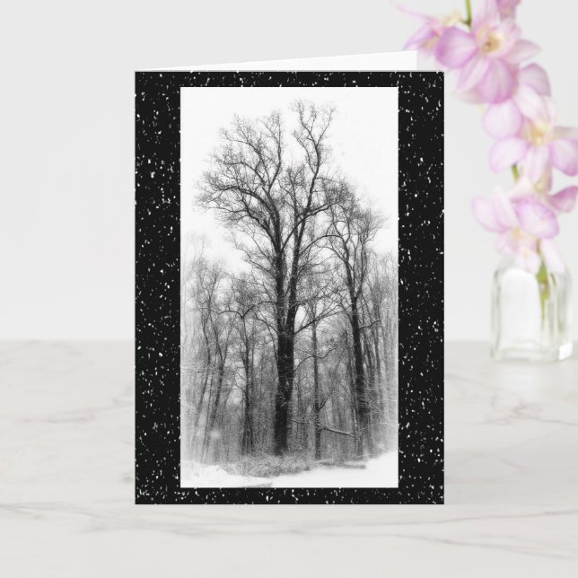 Winter Snow & Poplar Tree Blank Greeting Card (Orchid)