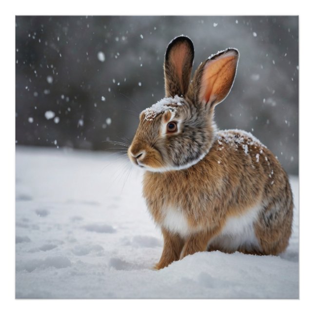 Winter Snow Rabbit Photo Print (Front)