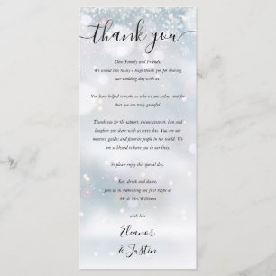 Winter Snow Reception Thank You Place Card