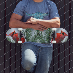 Winter Snow Red Cardinal Bird Christmas Holiday Skateboard