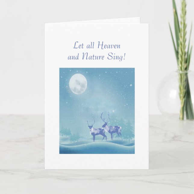 Winter Snow Reindeer Christian Scripture Christmas Holiday Card (Front)
