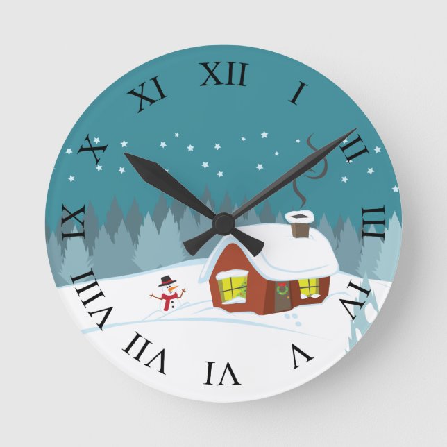 Winter Snow Round Clock (Front)
