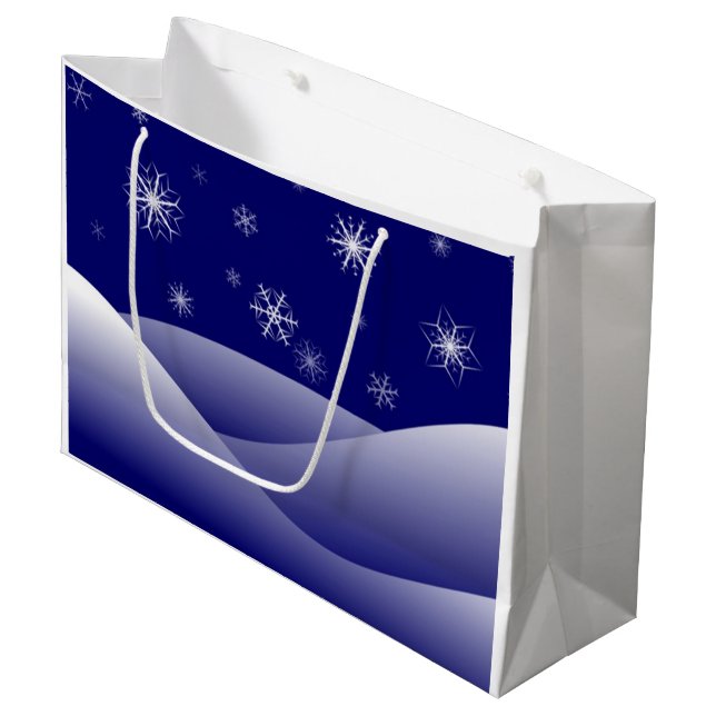 WINTER SNOW SCENE LARGE GIFT BAG (Front Angled)