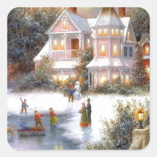 Winter Snow Scene Square Sticker