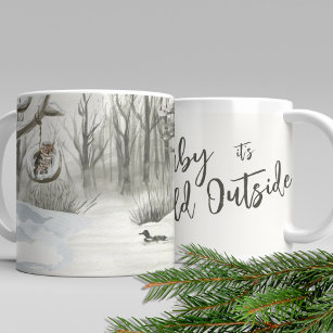 Winter Snow Scene Watercolor Baby its Cold Outside Coffee Mug