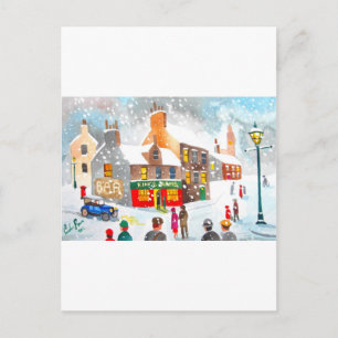 Winter snow scene watercolour painting G Bruce Postcard