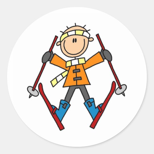 Winter Snow Ski Classic Round Sticker