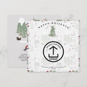 Winter Snow Skiing Holiday Corporate Business Logo Thank You Card