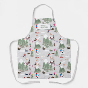 Winter Snow Skiing Mountain Ski Slopes Landscape Apron