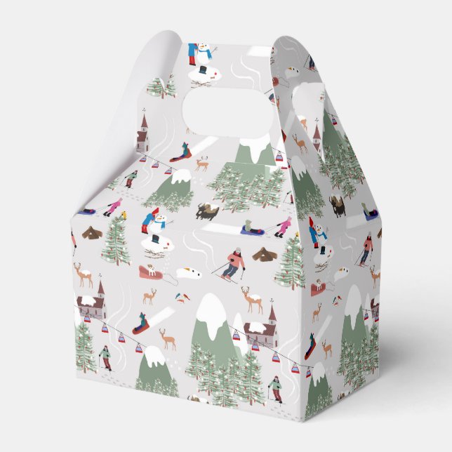 Winter Snow Skiing Mountain Ski Slopes Landscape Favour Box (Front Side)