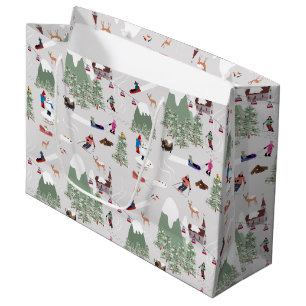 Winter Snow Skiing Mountain Ski Slopes Landscape Large Gift Bag