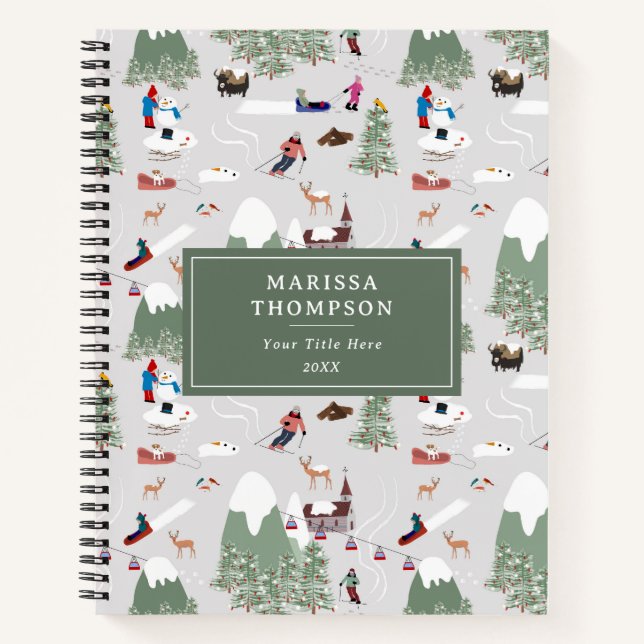 Winter Snow Skiing Mountain Ski Slopes Landscape Notebook (Front)