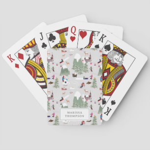 Winter Snow Skiing Mountain Ski Slopes Landscape Playing Cards