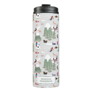 Winter Snow Skiing Mountain Ski Slopes Landscape Thermal Tumbler