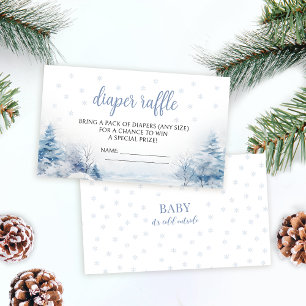 Winter snow snowflake baby shower diaper raffle enclosure card