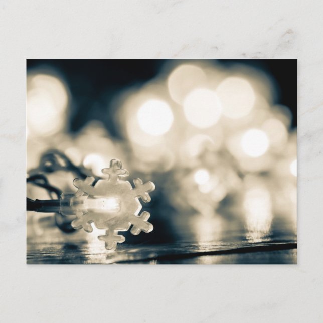 Winter snow snowflake fairy lights postcard (Front)