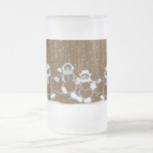 Winter Snow Snowman Peace Love Destiny Frosted Glass Beer Mug