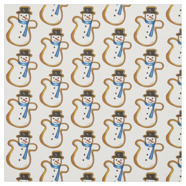 Winter Snow Snowmen Snowman Sugar Cookie Fabric (Swatch)