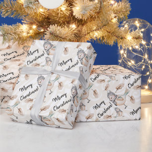 Winter Snow Sparrow Watercolor Hand-painted Wrapping Paper