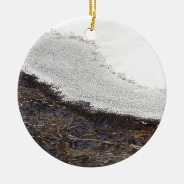 Winter Snow Stream Stripes Ceramic Tree Decoration (Front)