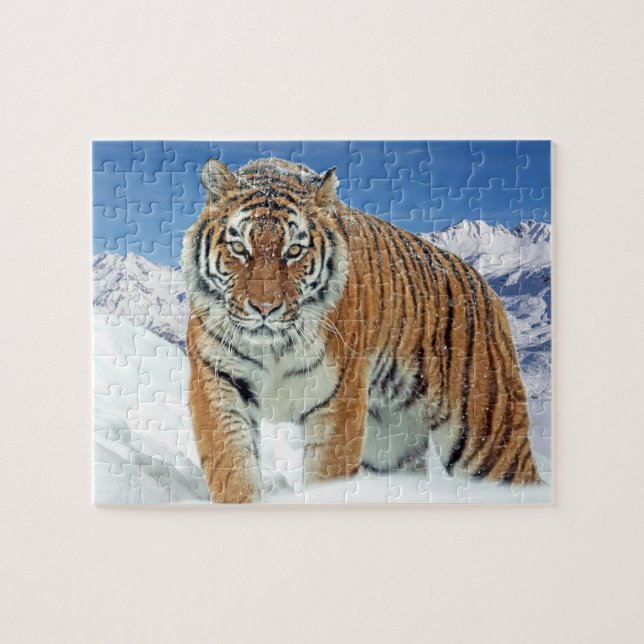 Winter Snow Tiger Mountains Animal Nature Jigsaw Puzzle (Horizontal)