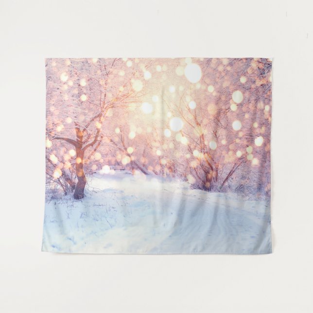 Winter Snow Tree Backdrop Christmas Wonderland Tapestry (Front (Horizontal))