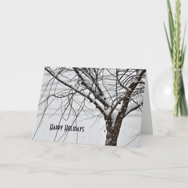 Winter Snow Tree Holiday Card (Front)