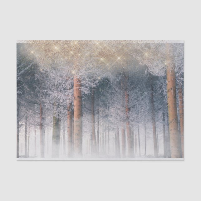 Winter Snow Trees Forest Woodlands Tissue Paper (Front)