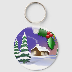 Winter Snow Trees Home Christmas Peace Destiny Key Ring