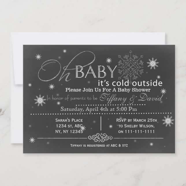 Winter Snow unisex Couple's Baby shower Invitation (Front)