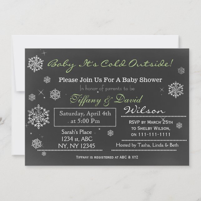 Winter Snow unisex Couple's Baby shower Invitation (Front)