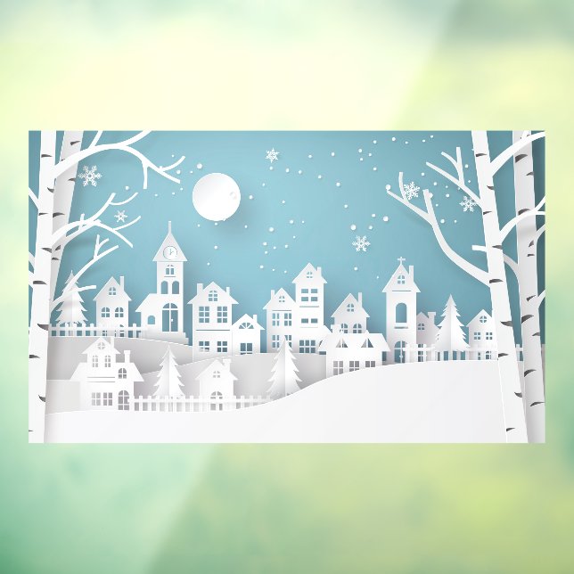 Winter Snow Urban Countryside Landscape Village Window Cling (Sheet 3)