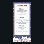 Winter Snow Village Christmas Menu<br><div class="desc">Snowy rooftops and snow on blue background framing your custom Christmas menu.</div>