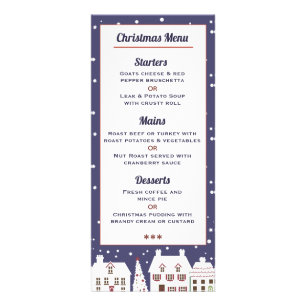 Winter Snow Village Christmas Menu