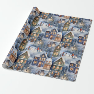 Winter Snow Village Snowman Fun Wrapping Paper